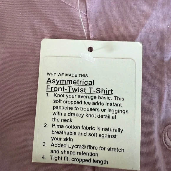 NWT 💕 Lululemon Asymmetrical Front-Twist T-shirt in Cream size large - Picture 7 of 7